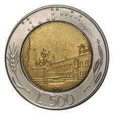 Монета 500 лир 1989 года (аверс)