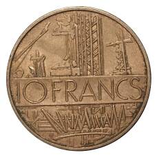 Монета 10 франков 1976 года (реверс)