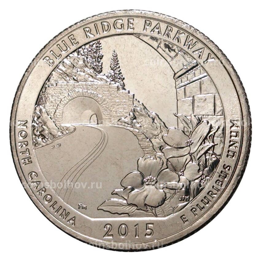 Монета 25 центов 2015 года D №28 Национальные парки - Автомагистраль Блу-Ридж