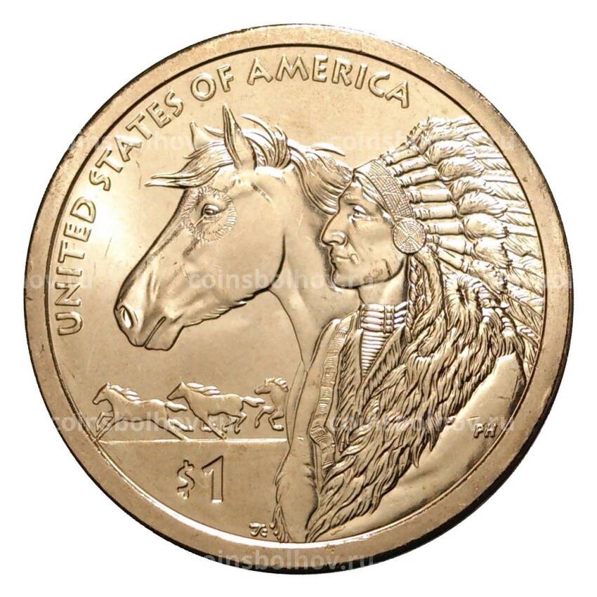 Монета 1 доллар 2012 года Сакагавея «Индеец с лошадью» P