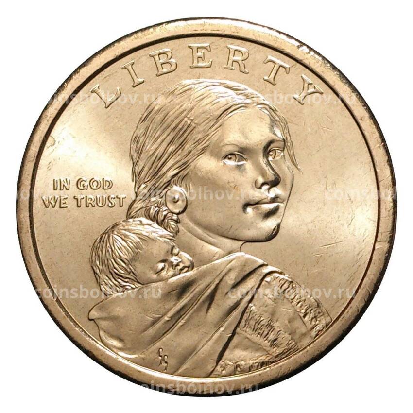 Монета 1 доллар 2014 года Сакагавея «Помощь индейцев экспедиции Льюиса и Кларка» P (вид 2)