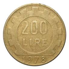 Монета 200 лир 1978 года (аверс)