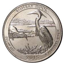 Монета 25 центов 2015 года D №29 Национальные парки - Национальное убежище дикой природы Бомбай-Хук (аверс)