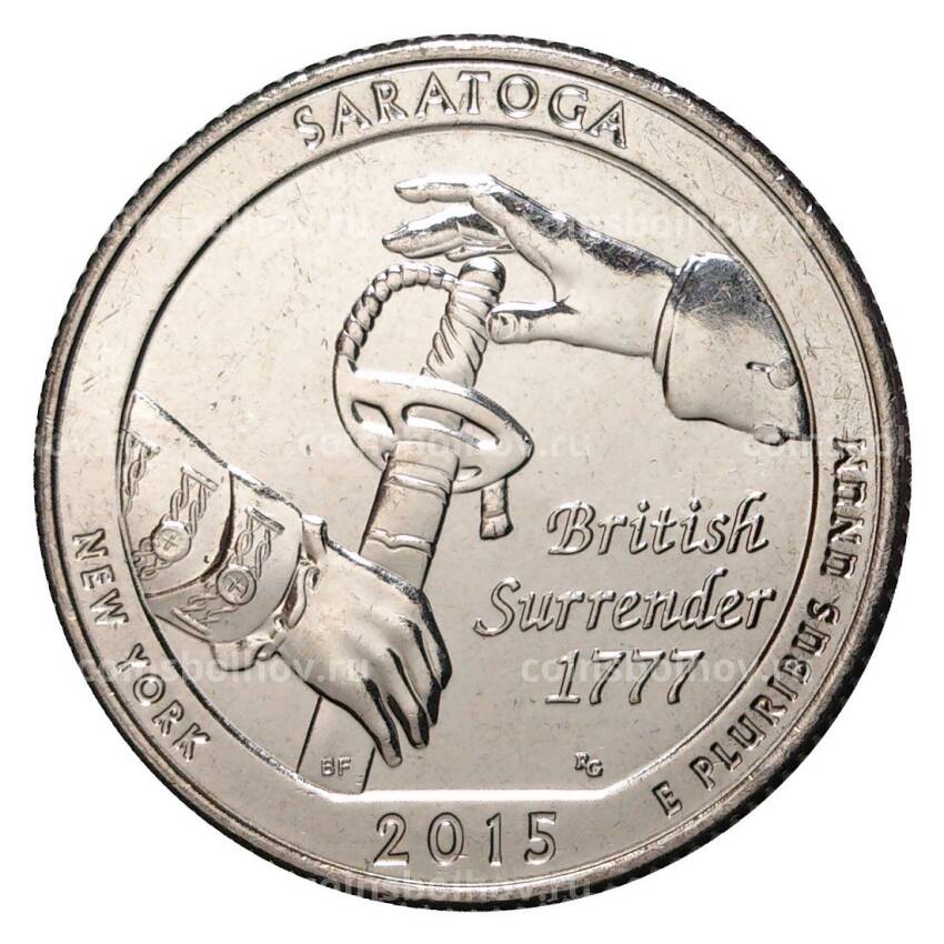Монета 25 центов 2015 года D №30 Национальные парки - Национальный исторический парк Саратога