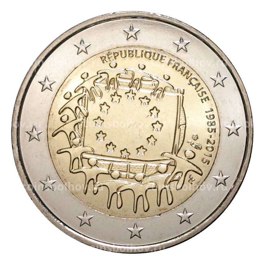 Монета 2 евро 2015 года 30 лет флагу ЕС - Франция