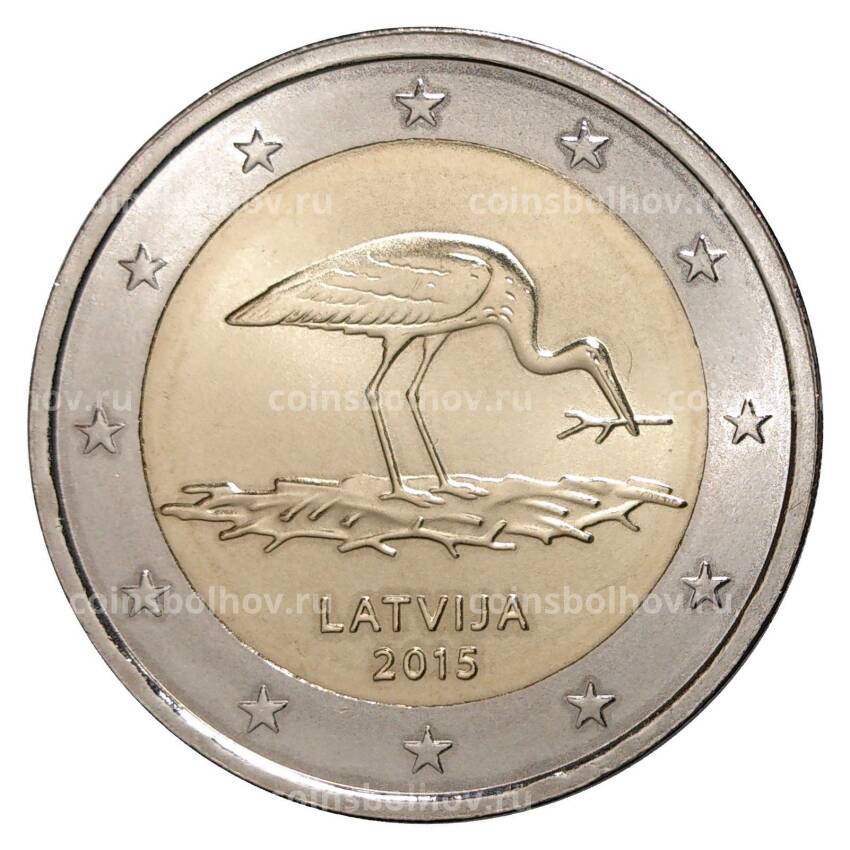 Монета 2 евро 2015 года Чёрный аист