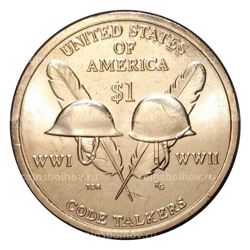 Монета 1 доллар 2016 года Сакагавея Солдатские каски индейцев радистов D