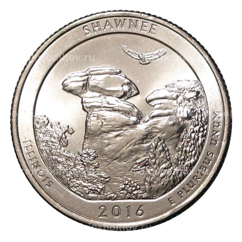 Монета 25 центов 2016 года D №31 Национальные парки - Национальный лес Шоуни