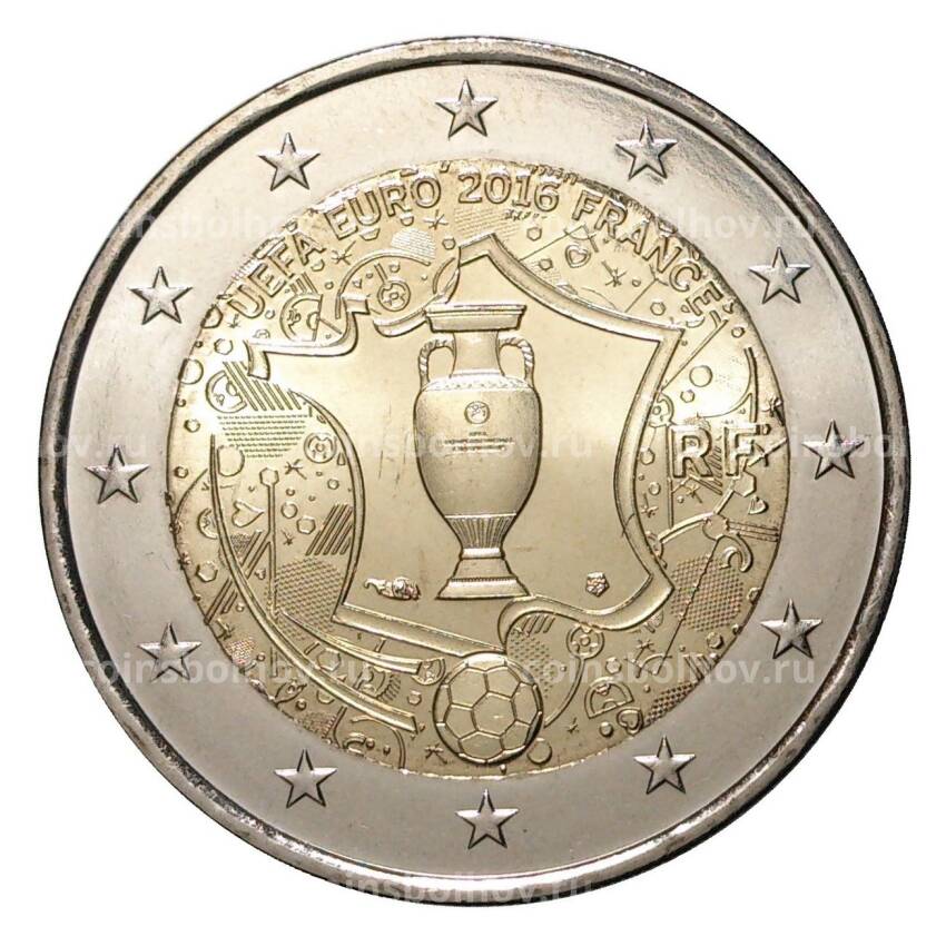 Монета 2 евро 2016 года Чемпионат Европы по футболу
