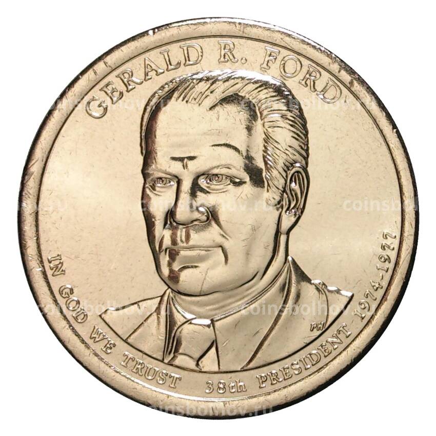 Монета 1 доллар 2016 года D 38-й президент США Джеральд Форд