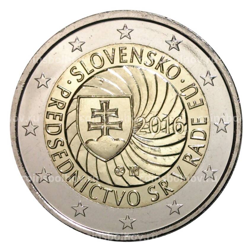 Монета 2 евро 2016 года Первое председательство Словакии в ЕС