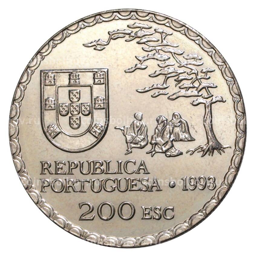 Монета 200 эскудо 1993 года 450 лет искусству намбан (вид 2)