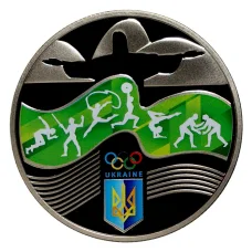 Монета 2 гривны 2016 года XXXI летние Олимпийские Игры в Рио-де-Жанейро (аверс)