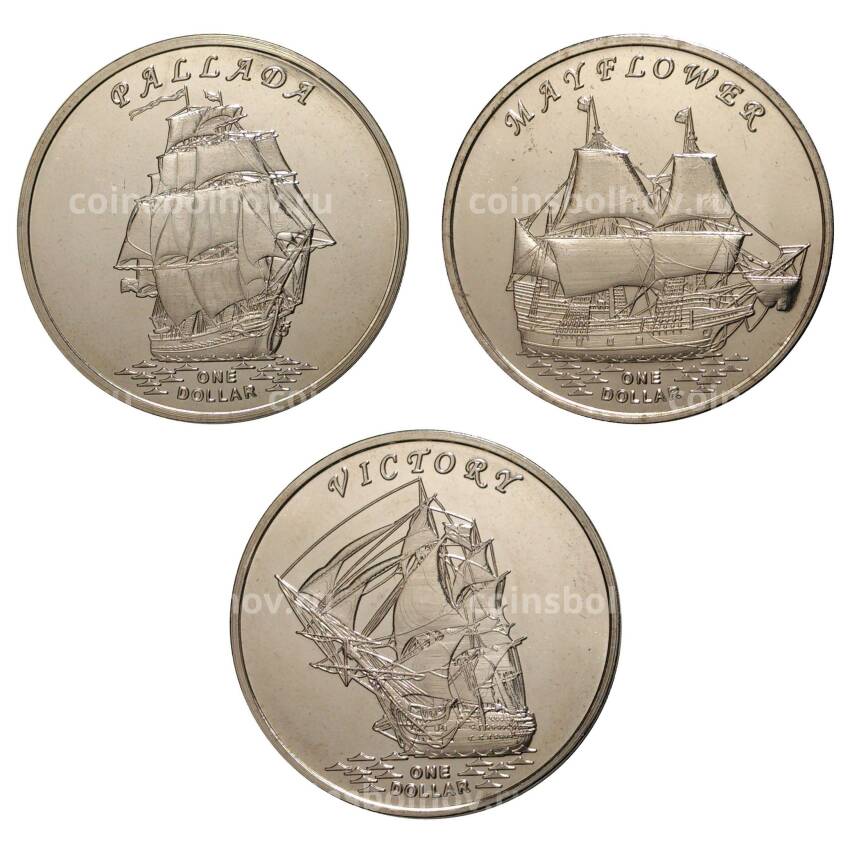Набор монет 1 доллар 2014 года ''Корабли'' - Острова Гилберта