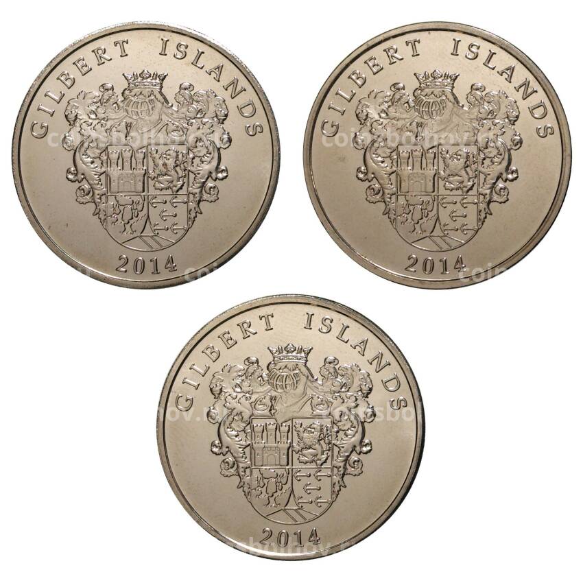 Набор монет 1 доллар 2014 года ''Корабли'' - Острова Гилберта (вид 2)