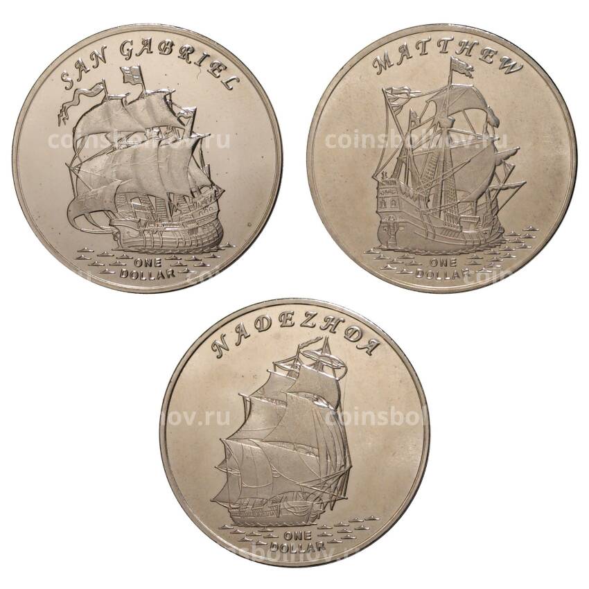 Набор монет 1 доллар 2015 года ''Корабли'' - Острова Гилберта
