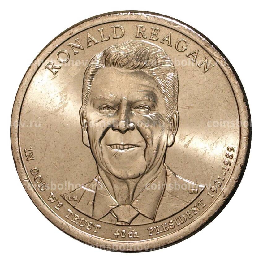 Монета 1 доллар 2016 года D 40-й президент США Рональд Рейган