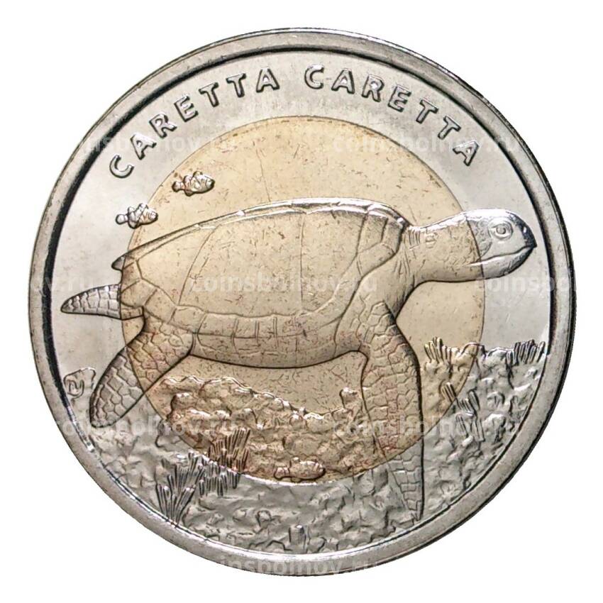 Монета 1 лира 2009 года Морская черепаха