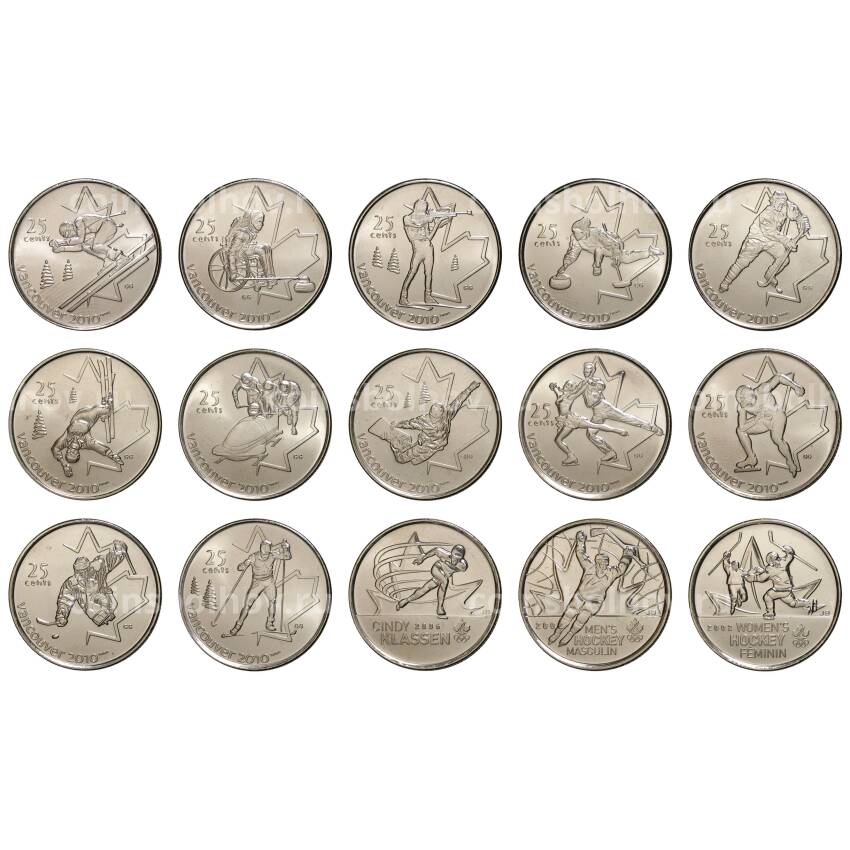 Набор монет 25 центов Олимпиада в Ванкувере 2010
