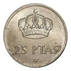 Монета 25 песет 1975 (77) года (аверс)