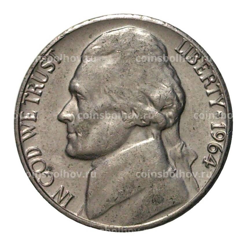 Монета 5 центов 1964 года