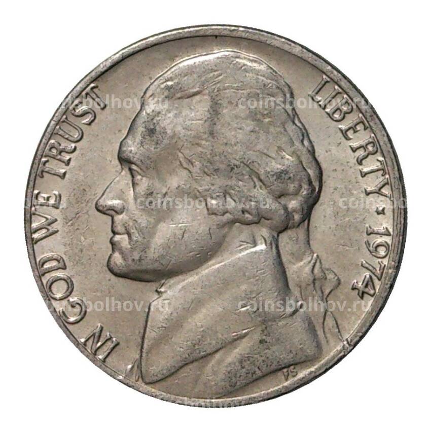 Монета 5 центов 1974 года США