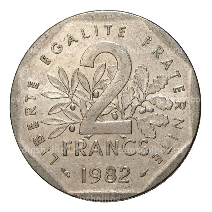 Монета 2 франка 1982 года