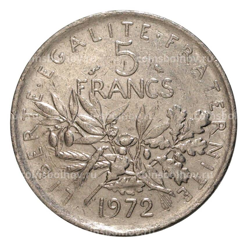 Монета 5 франков 1972 года