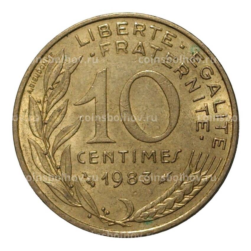 Монета 10 сантимов 1983 года