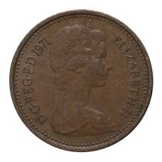 Монета 1/2 нового пенни 1971 года Великобритания (аверс)