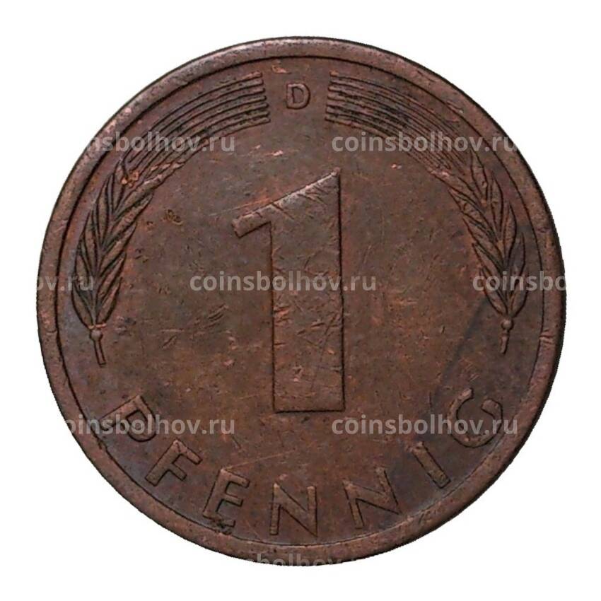 Монета 1 пфенниг 1976 года D (вид 2)