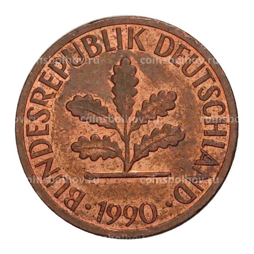 Монета 1 пфенниг 1990 года F