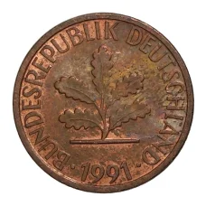 Монета 1 пфенниг 1991 года А (аверс)