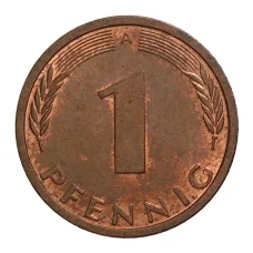 Монета 1 пфенниг 1991 года А (реверс)