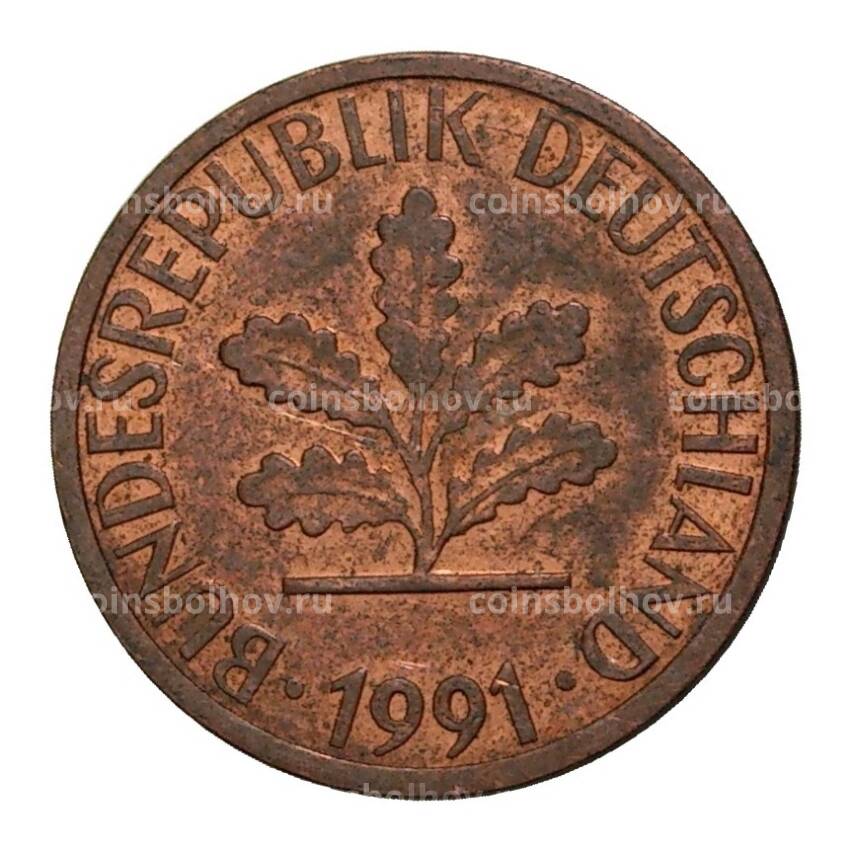 Монета 1 пфенниг 1991 года D