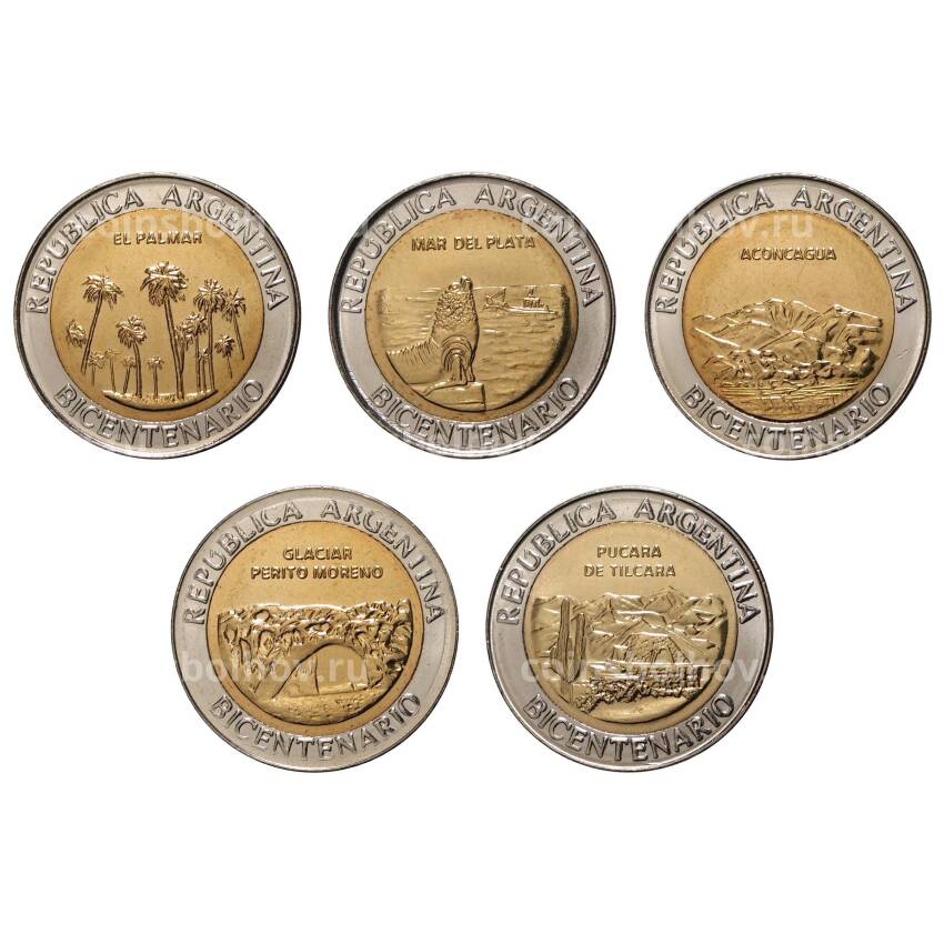Набор монет 1 песо 2010 года 200 лет революции - Аргентина