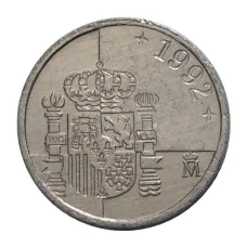 Монета 1 песета 1992 года (аверс)