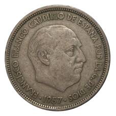 Монета 50 песет 1957 (58) года Испания (реверс)