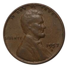 Монета 1 цент 1957 года D (аверс)