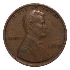 Монета 1 цент 1969 года (аверс)