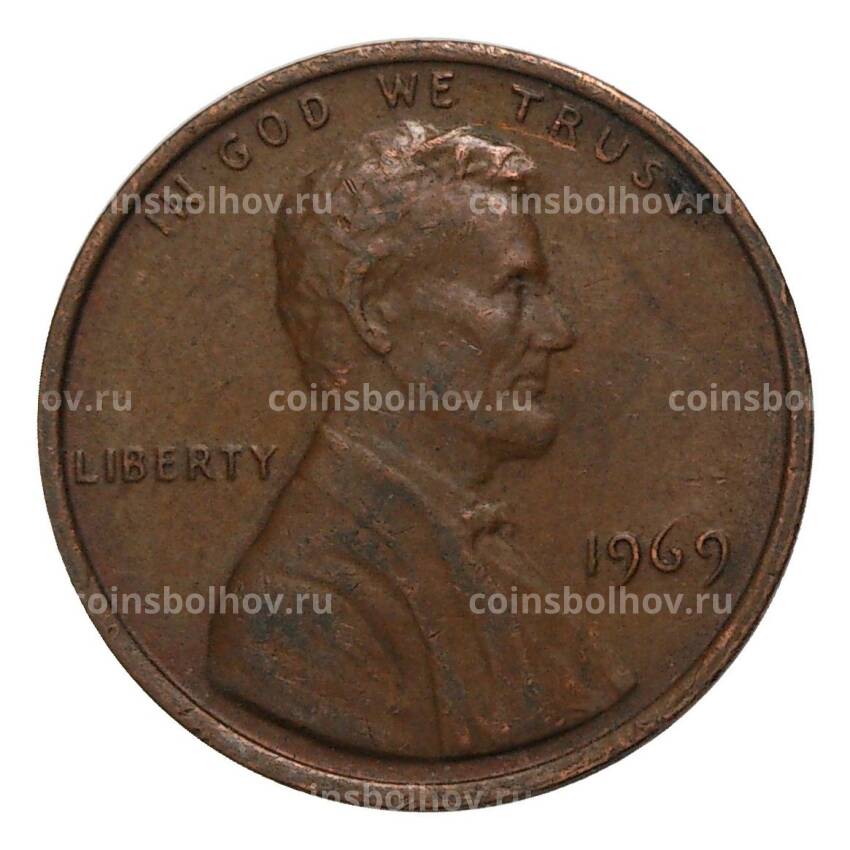 Монета 1 цент 1969 года
