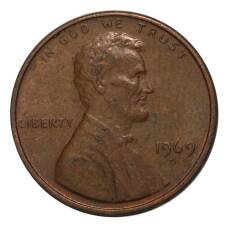 Монета 1 цент 1969 года D (аверс)