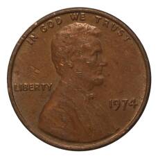 Монета 1 цент 1974 года (аверс)