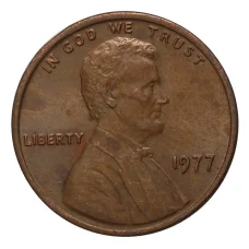 Монета 1 цент 1977 года (аверс)
