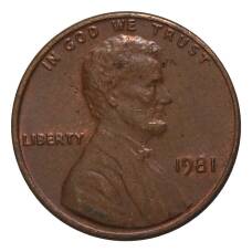 Монета 1 цент 1981 года (аверс)