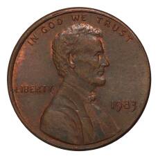 Монета 1 цент 1983 года (аверс)