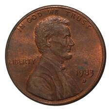 Монета 1 цент 1983 года D (аверс)