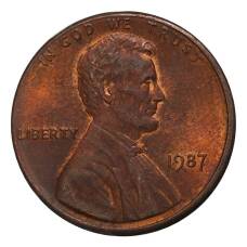 Монета 1 цент 1987 года (аверс)