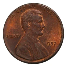 Монета 1 цент 1987 года (аверс)