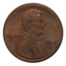 Монета 1 цент 1987 года D (аверс)